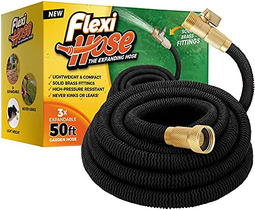 Flexi Hose Lightweight Expandable Garden Hose - Ultimate No-Kink Flexibility - Extra Strength with 2 cm Solid Brass Fittings & Double Latex Core - Rot, Crack, Leak Resistant - 15 Metres