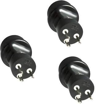 DINIC Reisestecker, Stromadapter für Dänemark, 3-Pin Netzadapter (3 Stück, schwarz)
