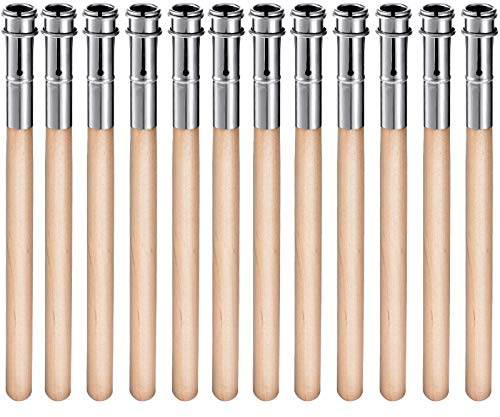 12 Stücke Holz Bleistift Extender Art Bleistiftverlängerer Crayon Erweiterung mit Aluminiumgriff für Schulbürobedarf