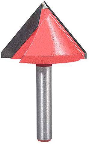 KATUR V Nutfräser, Hartmetallbestückt V-Form Fräser für CNC Gravur, Schaftfräser Holzbearbeitungswerkzeug mit 6mm Schaft (6mm Schaft, 32mm Breite, 60 Grad)