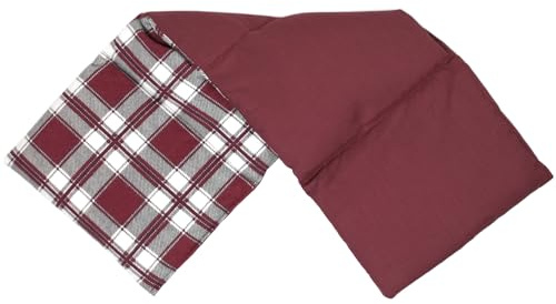 Kirschkern-Wärmekissen 20x60cm 4-Kammer groß - Flanell karo-rot - Kirschkernkissen, Körnerkissen für Mikrowelle und Backofen