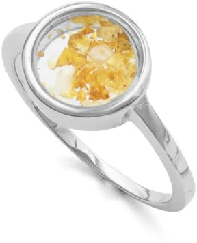 DUR Goldregen Damen Ring aus 925 Sterling Silber mit Bernstein, Muscheln und Perlen, Größe: 52, R485052