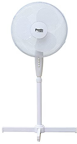 Presto by Tower PT633000 16 Inch Pedestal Fan with 3 Speeds, Adjustable Height, Oscillation, 40W, White