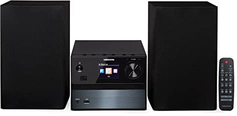 MEDION P64014 Micro Audio System Impianto compatto (DAB+, lettore CD, radio PLL FM, Bluetooth, porta USB, AUX) Titanio