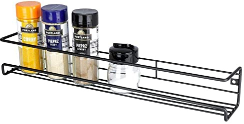Vilde Wandregal Regal Ablage für Gewürze Gewürzregal Gewürzhalter aus | Metall schwarz Loft 40x6,5x6,5 cm