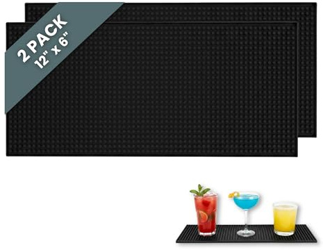 Esatto 12 x 6 Professional Service Mat, Black – Sturdy Thick Durable and Stylish Service Bar Mat for Spills, Coffee, Bars, Restaurants, Counter Top Dish Drying Mat Glass Drying Mat (2)