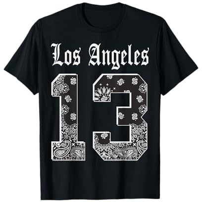 CaliDesign Los Angeles 13 T-Shirt LA Bandana Print Jersey T T-Shirt