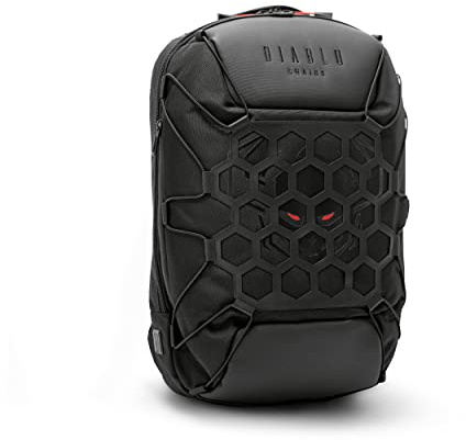 Diablo Mochila escolar, mochila de senderismo para ordenador portátil, resistente al agua, cremallera con cerradura de combinación, puerto de carga USB, numerosos compartimentos, multifuncional