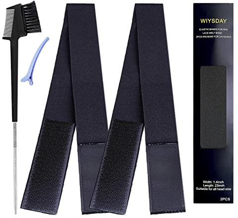 2pcs Elastic Bands for Wig, Wig Band, Lace Melting Band, Lace Band, Edge Wrap for Edging, Wig Band for Melting Lace (2 Pcs - Black)