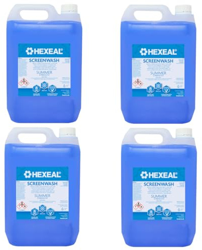 Hexeal 20L Screenwash - Summer Strength & Ready To Use | 4 x 5L - Windscreen Wiper Fluid for Summer Protection. Improves vision, reduces frost & buildup of dirt