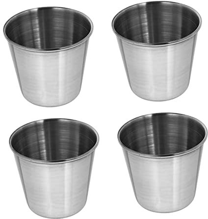 Cabilock 4 Piezas taza de acero inoxidable tazas de metal aisladas taza para beber Tazas de cafe Vasos taza de leche vaso multiusos taza de salsa taza de café salsa de tomate taza de bebida