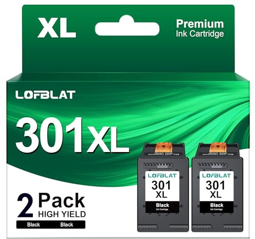 LOFBLAT 301XL Schwarz, Ersatz für HP 301 Druckerpatronen für DeskJet 1000 1050 2050 2050A 2540 3000 3050 3050A 3510 Envy 4500 4502 5530 OfficeJet 2620 4630 4632, 2 Pack