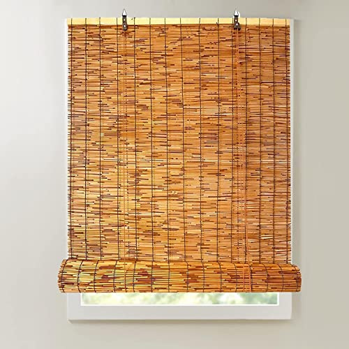 Bamboo Blinds for Patio - Cordless Roman & Roller Shades - Reed Curtains - Anti-UV - 24-66 Inch Wide - 44 W x 48 H