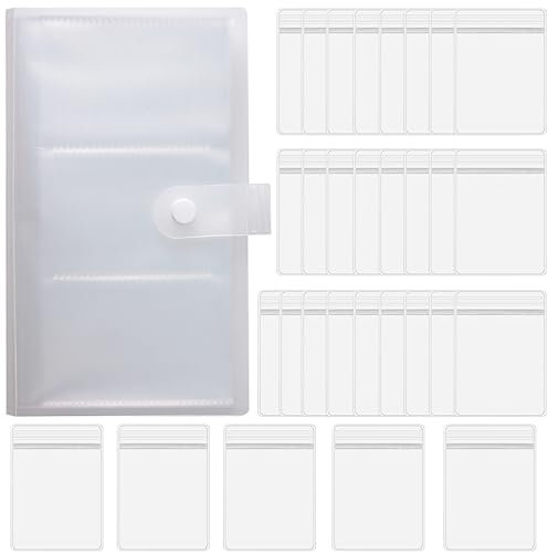 TAXIFANW Libro de almacenamiento de joyas transparente，Oxidación joyas bolsas viaje Bolsas transparentes para joyas，para Pendientes,Anillos(84Rejillas+30Bolsas)