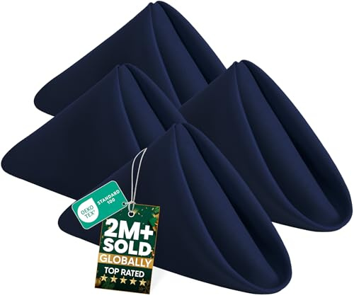 KICHLY Servilletas de Tela - Paquete de 24, Suaves y cómodas servilletas de Tela Reutilizables - Ideales para Eventos y Uso Regular en casa, de poliéster (Azul Marino, 50 x 50 cm)