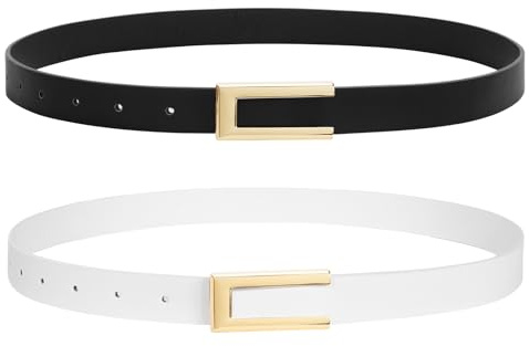 WHIPPY 2er-Pack Ledergürtel Damen Leder gürtel Damengürtel für Jeans Kleider Mäntel mit goldener Schnalle