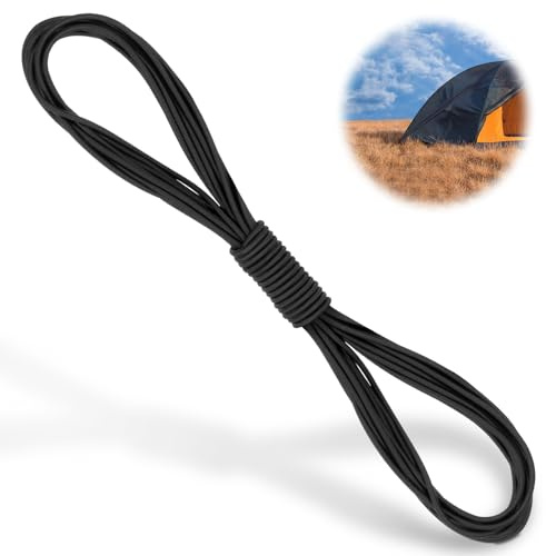 Akicderu Gummiseil, 4mm 10m Expanderseil, Vielseitige Gummikordel, Stark elastisches Gummischnur, Gummiband, Planenseil, Spannseil für DIY, Schwarz