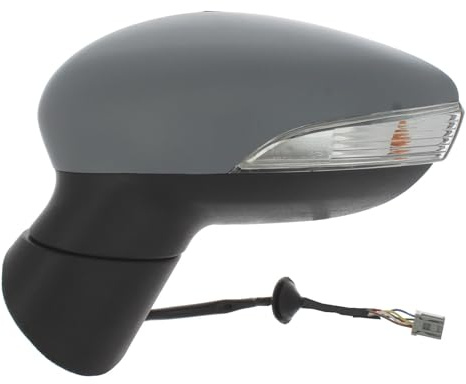Electric Wing Door Mirror, Fits Ford Fiesta Mk7 2008-2013 | Primed Cover, Aspherical Chrome Heated Glass, Indicator Light, UK Passenger Side Left Replacement
