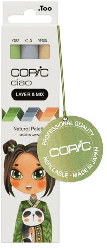 Copic Ciao LAYER & MIX Natural Palette, Marker Set mit 3 verschiedenen Farben, Layoutmarker mit jeweils einer mittelbreiten und einer Brush-Spitze