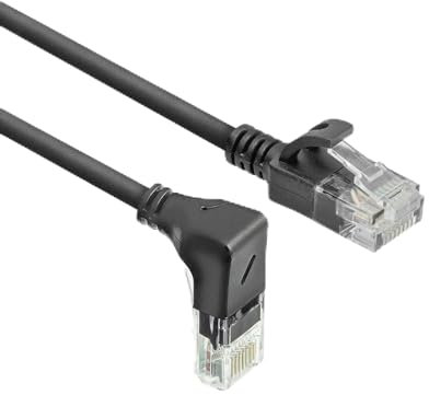 ACT CAT6A nätverkskabel 90° vinklad neråt, U/UTP LSZH LAN-kabel tunn 3,6 mm slimline, flexibel Ethernet-kabel med RJ45-kontakt, för användning i datacenter, 1 meter, nedåt DC3901