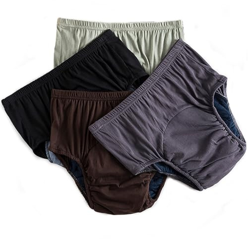 YFJBDKS Adult Cloth Diaper, Soft Cloth Diapers Nappy Care Incontinence Care Panties, Reusable Cloth Diaper Cover Washable Underwear, Adult Reusable Pure Cotton Diapers,4 Pieces,XL