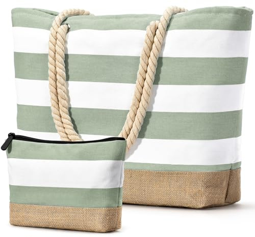 oscaurt Strandtasche Badetasche XXL Shopper Tasche Damen Umhängetasche Wasserdicht Beach Tote Bag mit Reißverschluss Faltbare Reisetasche Travel Bag Sporttasche