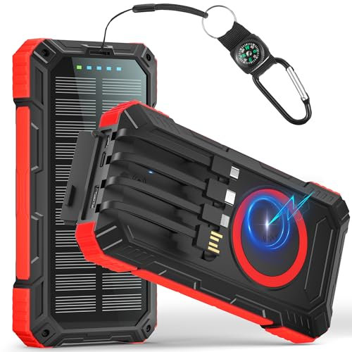 Power Bank Solare 56800mah con Funzione di Ricarica Wireless, STANDARD Viene fornito con 5 Uscite 3 Ingresso, Torcia Elettrica, Moschettone, Qc 30 E USB C Pd 20w per Telefoni Portatili, Tablet