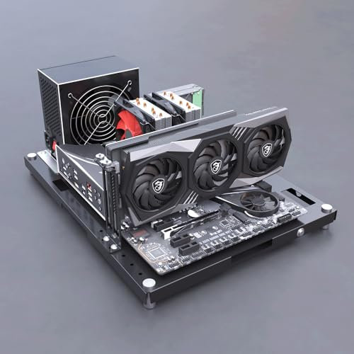 DIY Computer Case PC Frame Desktop Open Chassis Case for ATX/M-ATX Motherboards Widely Body Heat Dissipation Design (Single Case(Not Stackable))