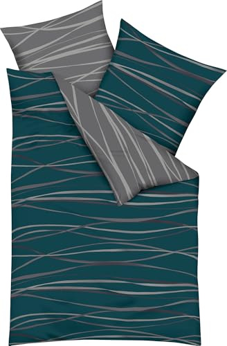 Kaeppel Wendebettwäsche Feinbiber Petrol Größe 1x 135x200 cm + 1x 80x80 cm