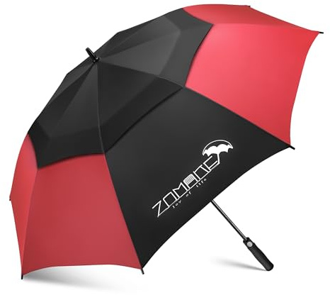 ZOMAKE Stor Golfparaply 68 Tum,XXL Golfparaply Stormresistent Stor Automatisk Öppen,Paraply Extra Stor För 2-4 Personer Dubbeltäckt Ventilerad,Golf Paraply För Kvinnor Män(Svart-Klar Röd)