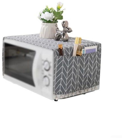 Cubierta a prueba de polvo para horno microondas, cubierta a prueba de polvo para microondas cubierta de electrodomésticos de cocina con bolsillos laterales de almacenamiento, 30X90 cm (gris)