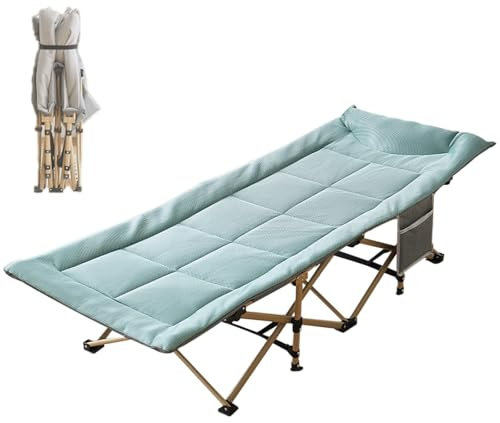 Reisebett Erwachsene Klappbar Bis 250kg Belastbar Feldbett Klappbar mit Seitentasche, Tragbares Campingliege Faltbar für Strand, Rasen, Camping, Sonnenbaden(Green)