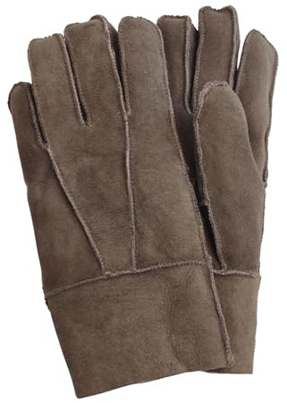 Infinity Leather Unisex Braune Schaffell-Wildleder-Handschuhe mit Roll-Up/Down-Manschette