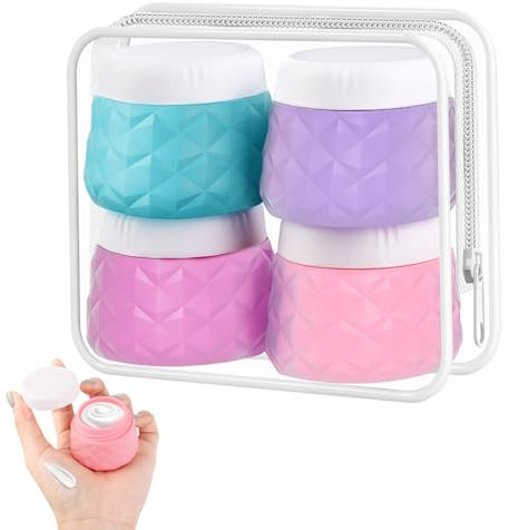 4 Pcs Bouteille de voyage, ELEPRUC Kit Voyage Produit Toilette en Silicone, 30ml Flacon Voyage, Contenant Voyage avec SacTransparent 4 pots à crème en silicone
