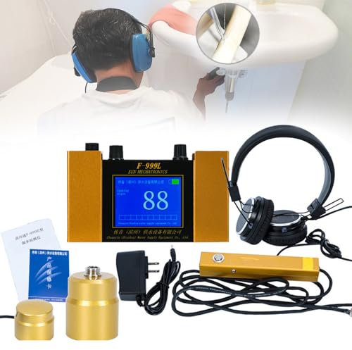 F999L Detector Fugas Agua Subterráneas,Monitor Fugas Tuberías Agua,Detector Fugas Plomería Con Auriculares Y 4 Marchas Ajustables Para Interior Y Exterior