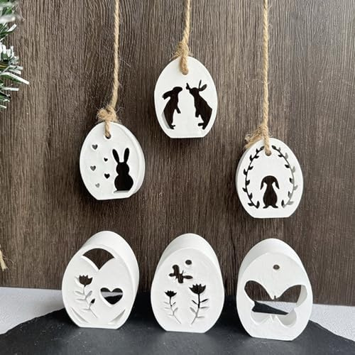 Silikonformen Gießformen Ostern, 6 Stück Hase Anhänger Silikonform Zum Gießen, Osterhase Osterei Giessformen Silikon (D)