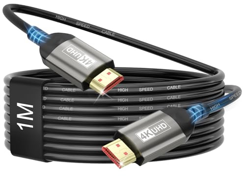 Nersligek Câble HDMI 4K 1Meter, Câble HDMI 2.0 60Hz avec ARC UHD HDR 3D High Speed 18Gbps Ethernet, pour Barre de Son TV Blu-Ray Beamer Laptop TV PS4/PS5 Console PC Monitor