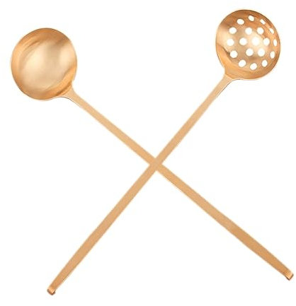 HOLIDYOYO 2pezzi Mestolo Per Pentola Calda in Ottone Scolapasta Da Cucina Manico Lungo Cucchiaio Per Servire Cibo