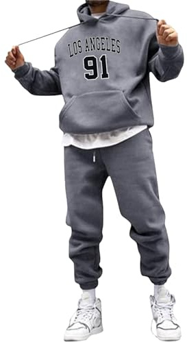 Jinitaimei Tuta Uomo Sportive Completa Invernale Felpa con Cappuccio E Pantaloni Training Fitness 2 Pezzi Tuta da Ginnastica