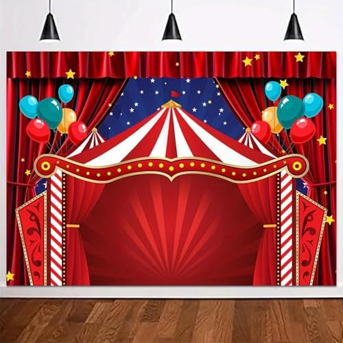 étoiles Rouges Photographie Fond Fournitures Grand chapiteau Cirque Carnaval thème Anniversaire fête Fond Photo