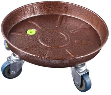 KAILIKETIY Portafiori in Metallo con Ruote Carrello Portavasi Mobile Rotondo per Ed Esterni Vassoio Portavasi Resistente per Piante Pesanti