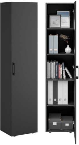 Bellamio Apol Aktenschrank 40 cm, mit 5 Fächern, Schwarz aus Holz