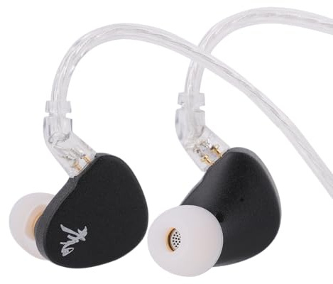 Linsoul WGZBLON SHU in Ear Monitor,Auricolari IEM HiFi con Doppio Driver Dinamico Chip DAC Professionale,Custodia in Lega di Zinco,Cavo Argento ad Alta Purezza per Audiofili (4.4mm Senza Mic, Nero)