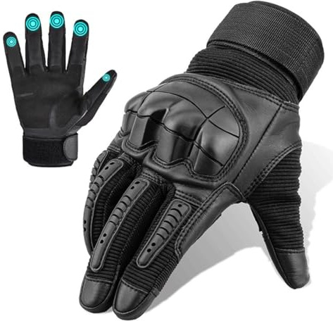 QianYiHC Guantes de Motocicleta para Hombres y Mujeres,Guantes Duros de Dedo Completo para Pantalla táctil,para Bicicleta ATV BMX MTB,Escalada,Motocross y Otros Deportes al Aire Libre (Negro, S)