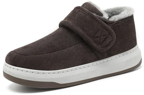 Generisch Zapatos de salud de invierno térmicos para diabéticos zapatos mujer hombre vendaje ortopedico zapatos seniors zapatos de empeine alto zapatos médicos para hombre botas de invierno, café