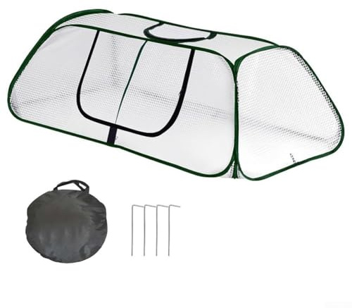 Copertura per serra da giardino in PVC con porta ribaltabile con cerniera, protegge le piante dal vento e dal freddo, adatta per orti, aiuole rialzate e giardini fioriti (verde)