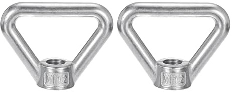 QUARKZMAN 2 Stück M12-1.75x64x50mm Tragösen Muttern 304 Edelstahl | Dreieckige Gewindemutter Befestigungselement, Für Hausreparaturen Seilbefestigung