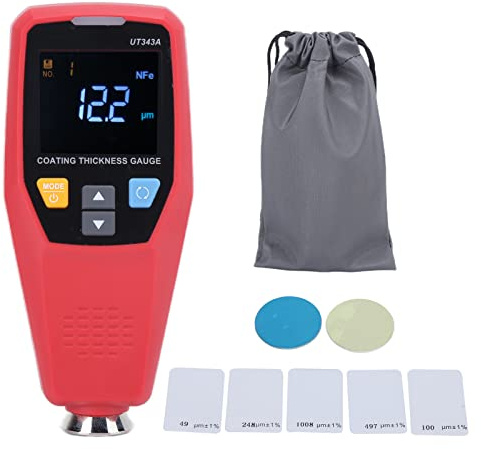 Jauge d'épaisseur de revêtement UT343A Compteur d'épaisseur de Peinture portatif avec écran Couleur EBTN Sonde gemme de Haute précision pour Le Traitement des métaux de la