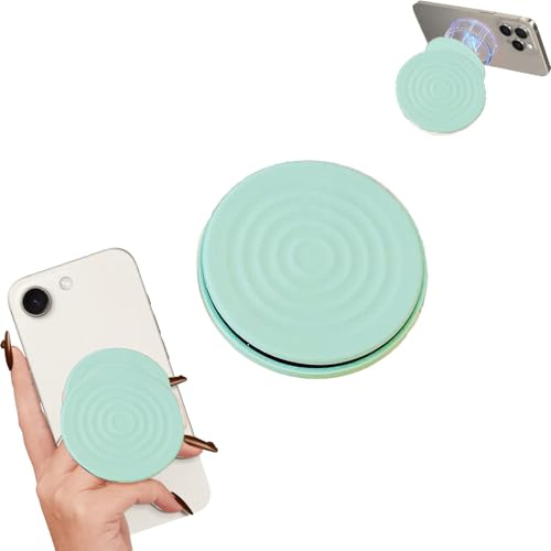 Leeneen Strong Magnetic Phone Grip Compatible with Magsafe,Relax your fingers Car Cell Phone Grip Stand Magnetic Ring Holder Finger Kickstand for iPhone/Android Magnet Removable (green)