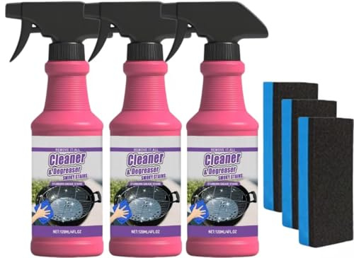 Spray Dégrasseur Pour Gril,120ml Dégraissant Barbecue Grilles De Cuisson,Spray Nettoyant Pour De Cuisson Poêle Plat De Tache Graisse,Fast-Acting Heavy-Duty Grill Degreaser Spray,Nettoyant Barbecue (3)
